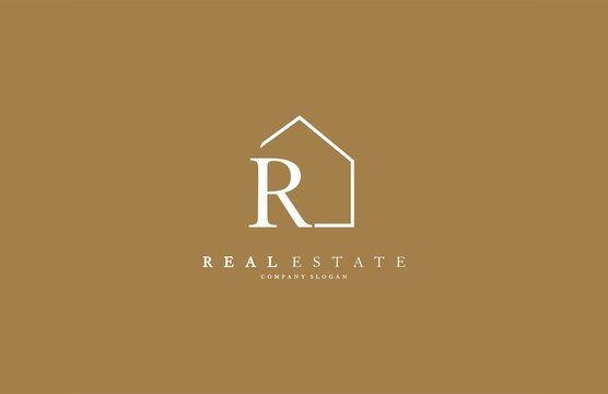 Letter R Line House Real Estate Logo