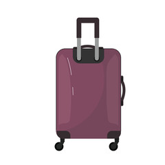 Large travel plastic suitcase. Bag on wheels for business trip, summer vacation, travel.