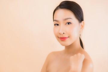 Portrait beautiful young asian face woman with beauty spa concept