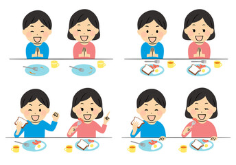 illustration of people having a breakfast