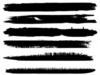 Grunge Paint Roller . Vector brush Stroke . Distressed banner . Black stripes isolated. paintbrush collection . Modern Textured shape . Dry border in Black . Bulge lines