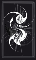 Tarot cards - back design.  Black and White Moon, Omega