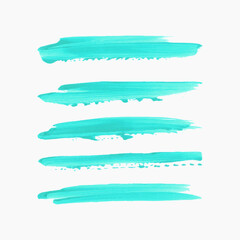 Obraz premium Art brush painted acrylic textured stripes set isolated vector background. Watercolor splash stroke set.