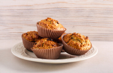 Bran and raisin muffins served