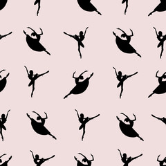 Ballet dancers seamless pattern. Vector background with ballerinas.