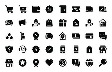 e-commerce basic glyph icons set