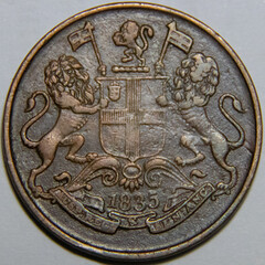 East India Company One Quarter Anna Coin Reverse side 1835 numismatic