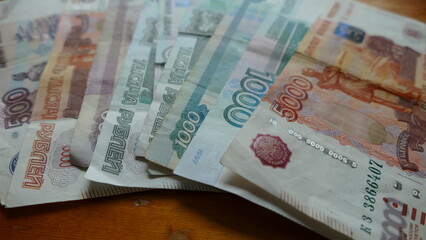 Russian paper banknotes of various denominations