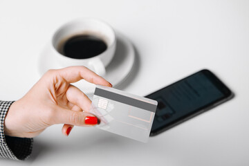 Woman making payment with credit card