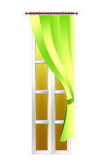 illustration of a narrow window and curtain isolated on a white background