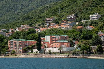 Fototapeta na wymiar View of the typical town in Kotor Bay, Montenegro