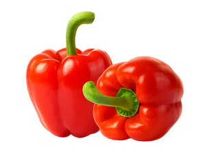 Perfect red peppers isolated on white. Ready for clipping path.