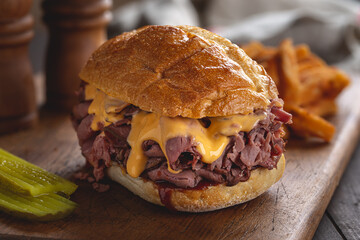 Roast Beef and Cheddar Cheese Sandwich