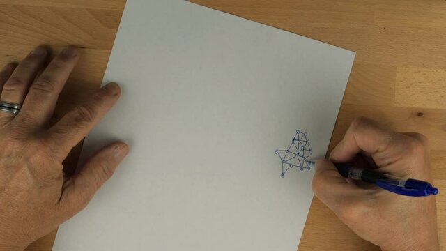 A man doodling an abstract drawing in fast motion