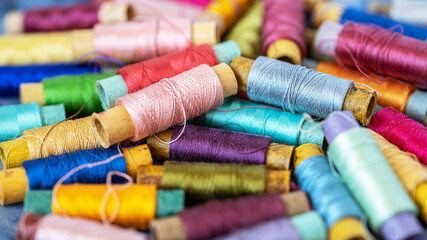 coils with natural silk threads close-up, background texture