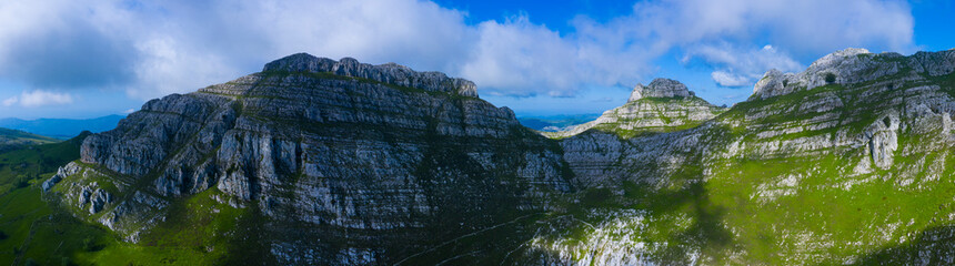 Spring landscape of mountains, in the Valle del Miera, Cantabria, Spain, Europe