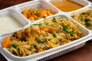 Yellow Vegetable Biryani with Cauliflower, Peas and Beans