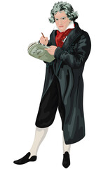 Full body vector portrait of German composer and pianist Ludwig van Beethoven