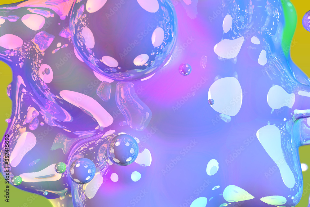 Aufkleber colorful shining soap like liquid abstract gradient texture or background 3d illustration - soft foc