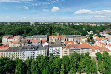 Fototapeta na wymiar aerial drone photo of property houses in a city