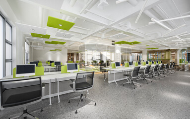 3d rendering business meeting and green working room on office building industrial style