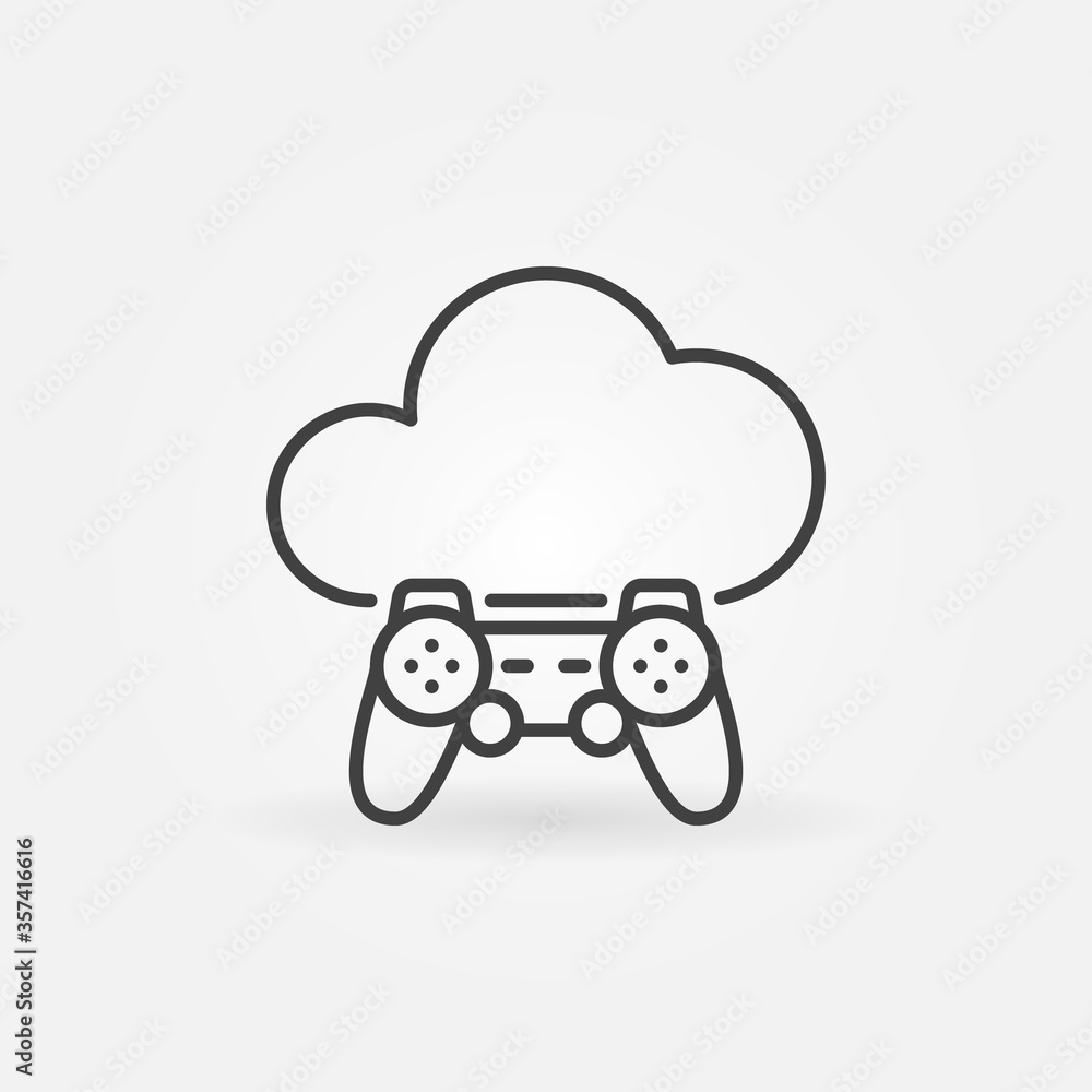 Poster cloud with gamepad vector thin line concept icon or design element