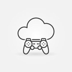 Cloud with Gamepad vector thin line concept icon or design element