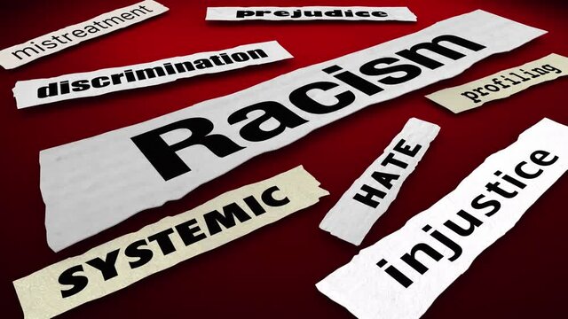 Racism News Headlines Discrimination Protest Injustice Words 3d Animation