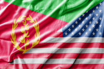 Mixed USA and Eritrea flag, three dimensional render