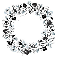 Decorative wreath of bells flowers with empty place for an inscription. Vector illustration.