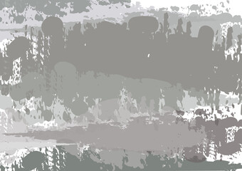 Gray grunge abstract background with blots and brush strokes. Vector illustration.