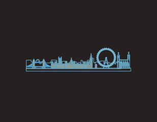 neon london iconic illustration on dark background