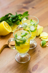 
Homemade Refreshing Lemon Drink with Mint and Ginger