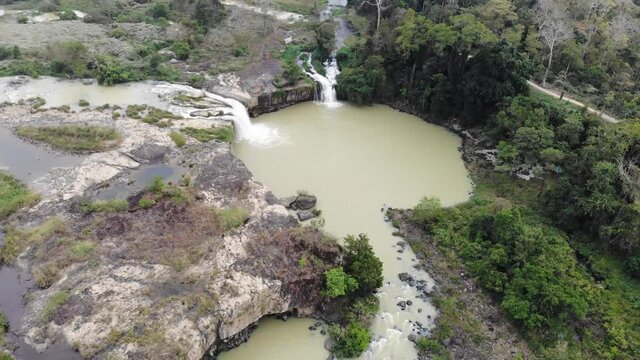 The most beautiful waterfall in Central highland of Vietnam (Dray sap - Dray Nu) water fall. Aerial landscape.