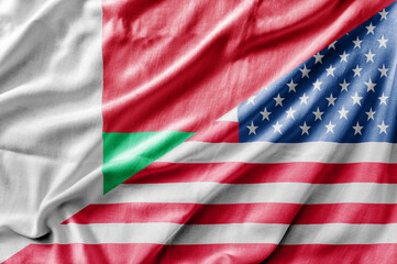 Mixed USA and Madagascar flag, three dimensional render