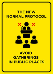 Vector Poster: The New Normal Protocol, Avoid Gatherings in Public Places