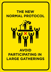 Vector Poster: The New Normal Protocol, Avoid participating in large gatherings