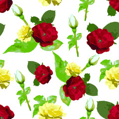 Rose flowers seamless pattern design, watercolor style, textile fashion design