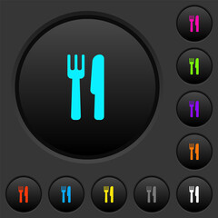 Cutlery dark push buttons with color icons