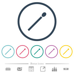 Matchstick flat color icons in round outlines