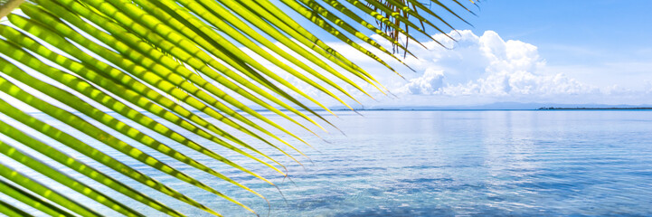 Belize, a tropical paradise in Central America. Web banner panoramic view.