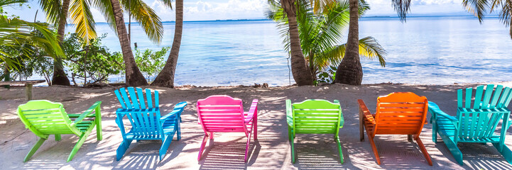 Belize, a tropical paradise in Central America. Web banner panoramic view.