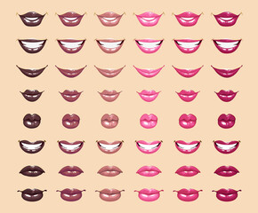 glamorous glossy shining female lips in pink colors