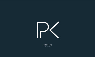 Alphabet letter icon logo PK - obrazy, fototapety, plakaty