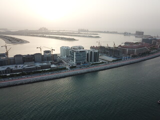 Obraz premium 4k photo Marina, The Palm Dubai, United Arab Emirates, Middle East, Aerial view, Drone