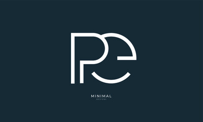 Alphabet letter icon logo PE