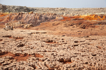colorful landscape in Crater of Dallol Volcano the hottest place year-round on the planet located in Afar region Erta Ale, Danakil Depression, Northern Ethiopia