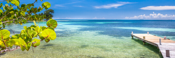 Belize, a tropical paradise in Central America. Web banner panoramic view.