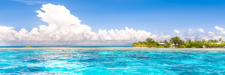 Belize, a tropical paradise in Central America. Web banner panoramic view. - obrazy, fototapety, plakaty