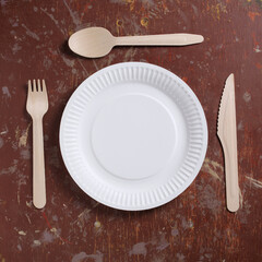 Plate, fork, spoon and knife